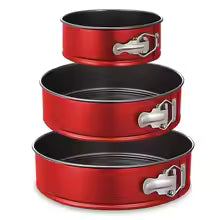 Juego de 3 Moldes para Horno Desmontables de Acero al Carbono Antiadherentes - Ideal para Repostería y Pasteles - Formas Redondas y de Corazón | Marca Gerimport